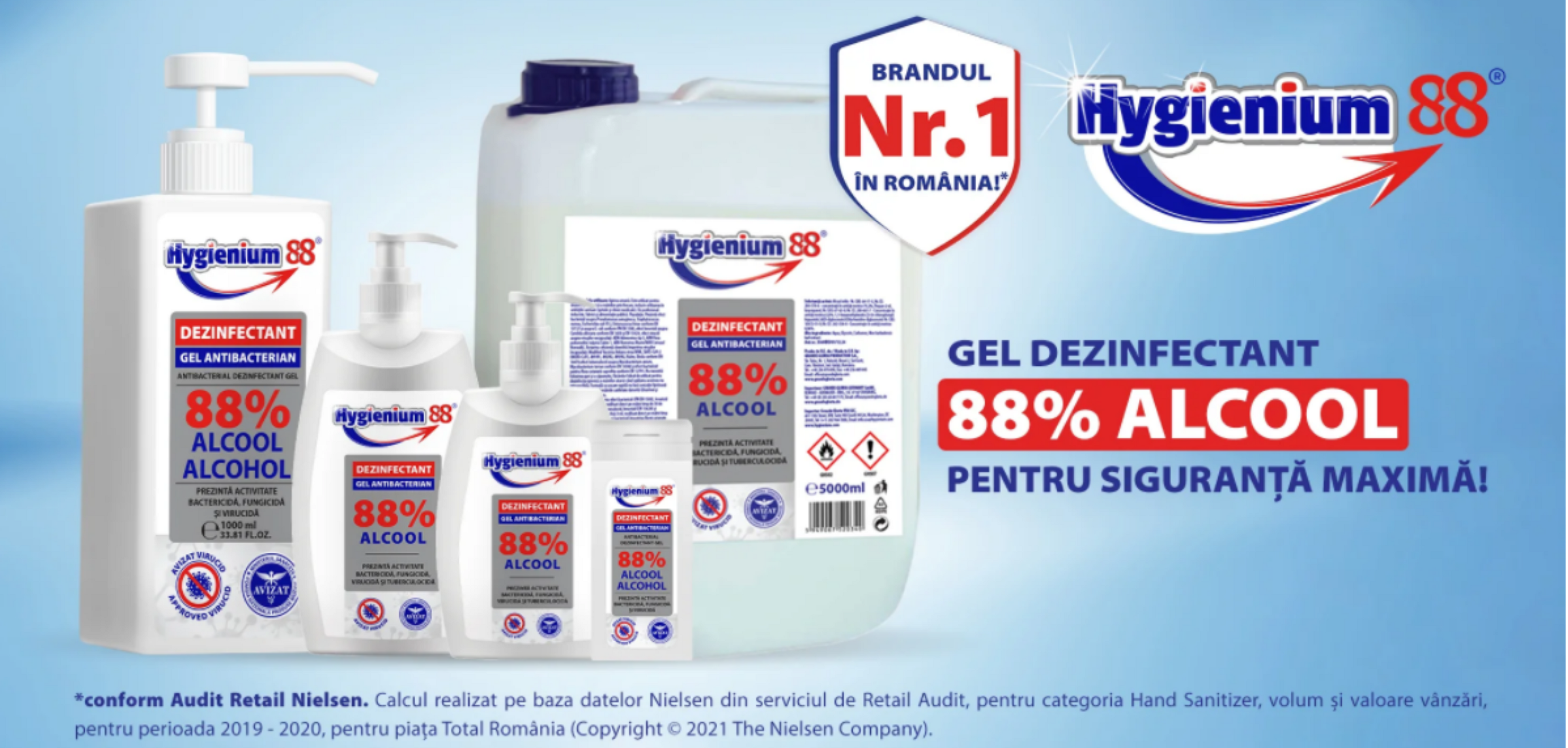 Hygienium 88. O nouă gamă de dezinfectanți realizați în România și exportați în 25 de țări din întreaga lume