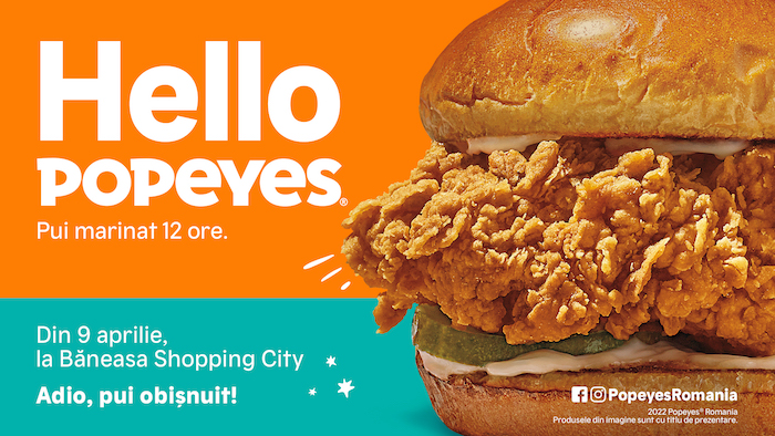 Primul restaurant Popeyes din țară se va deschide  pe 9 aprilie 2022