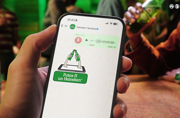 HEINEKEN® lansează în România o tehnologie inedită disponibilă pe WHATSAPP, care transformă mesajele vocale lungi în invitații de socializare la o bere