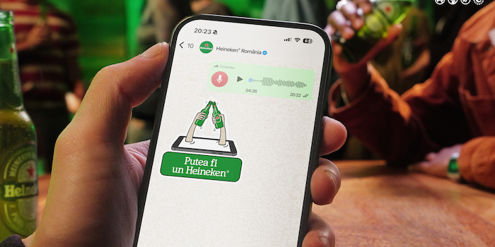HEINEKEN® lansează în România o tehnologie inedită disponibilă pe WHATSAPP, care transformă mesajele vocale lungi în invitații de socializare la o bere