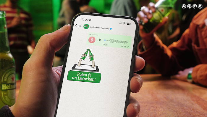 HEINEKEN® lansează în România o tehnologie inedită disponibilă pe WHATSAPP, care transformă mesajele vocale lungi în invitații de socializare la o bere